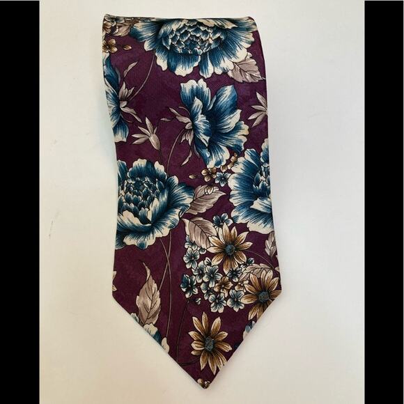Oscar de la Renta Floral Purple Tie - Picture 1 of 2